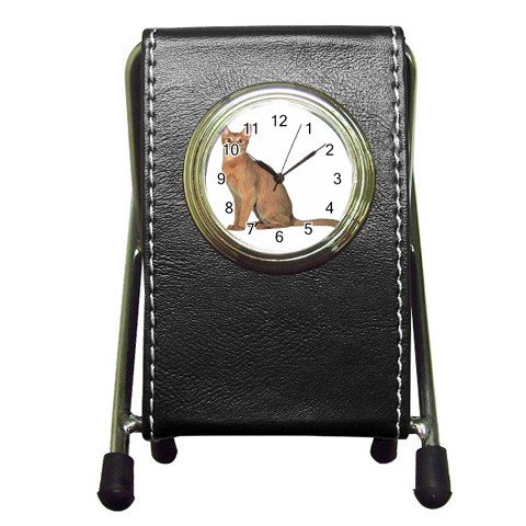 Abyssinian Cat Pet Lover Pen Holder Desk Clock 12168417