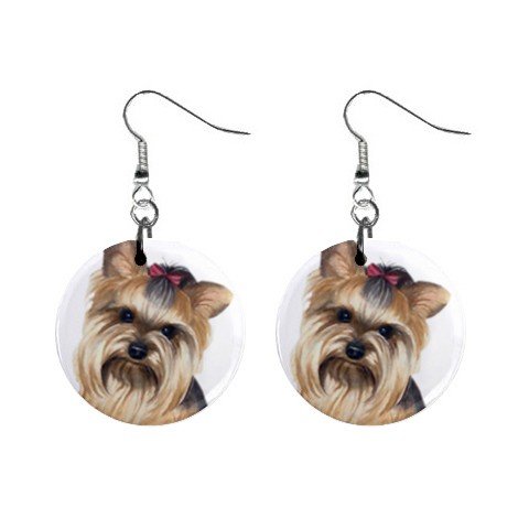 Yorkie Yorkshire Terrier Dog Button Earrings Pet Lover Jewelry 12110663