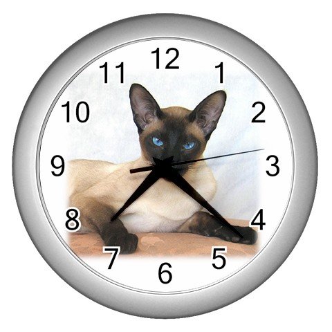 Siamese Cat Pet Lover Wall Clock Silver 12203181