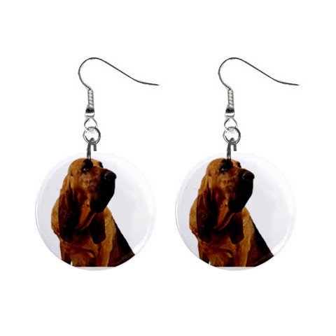 Bloodhound Dog Pet Lover Jewelry Button Earrings 12144802