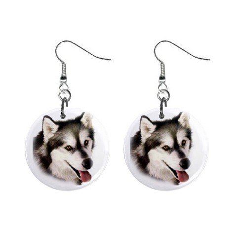 Alaskan Malamute Dog pet lover Jewelry Button Earrings 12131201