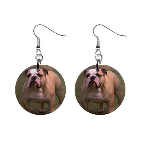 Bulldog Bull Dog Pet Lover Button Earrings Jewelry 12124824