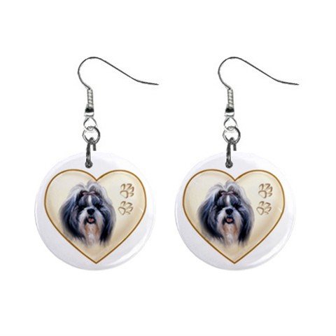 Shih Tzu Dog Heart Pet Lover Jewelry Button Earrings 12977478
