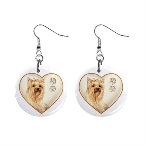 Yorkshire Terrier Yorkie Heart Pet Lover Jewelry Button Earrings 12977542