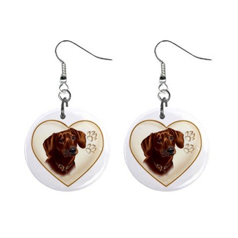 Dachshund Dog Heart Pet Lover Jewelry Button Earrings 12977546