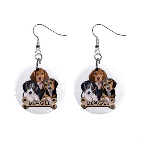 Dog Beagle Pet Lover Jewelry Button Earrings 15454521