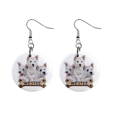 West Highland White Terriers - Westies Dog Pet Lover Jewelry Button Earrings 15454515