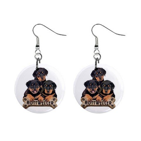 Rottweiler Dog Pet Lover Jewelry Button Earrings 15454497