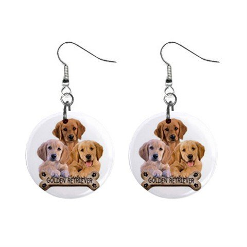 Golden Retriever Lab Dog Pet Lover Jewelry Button Earrings 15454493