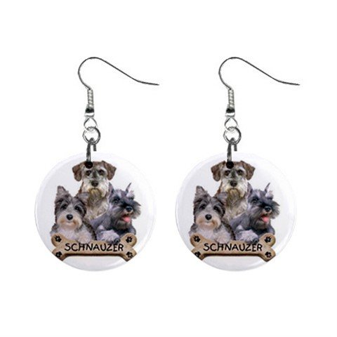 Schnauzer Dog Pet Lover Jewelry Button Earrings 15454490