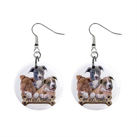 Pit Bull Terrier Pet Lover Jewelry Button Earrings 15454488