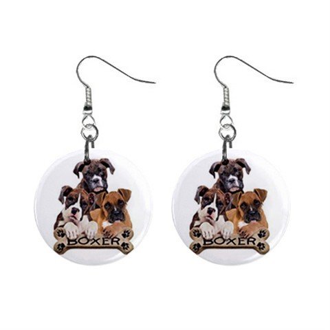 Boxer Dog Pet Lover Jewelry Button Earrings 15454487