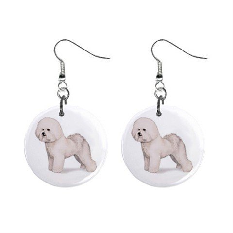 Dog Bichon Frisé Pet Lover Jewelry Button Earrings 13018516