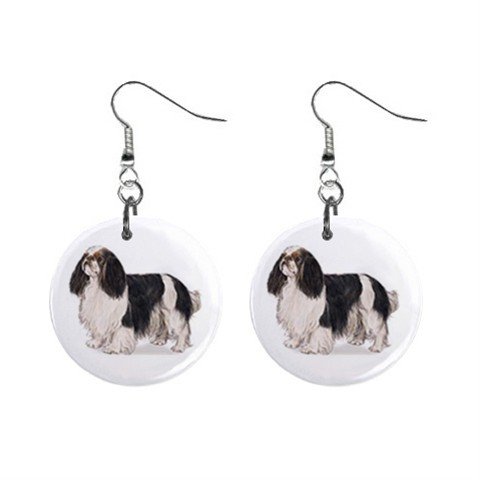 English Toy Spaniel Dog Pet Lover Jewelry Button Earrings 13018522