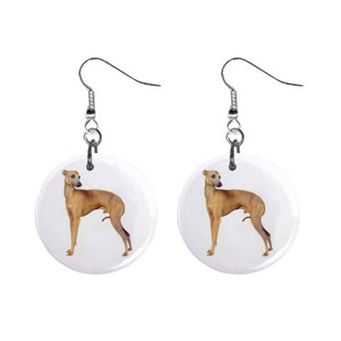 Italian Greyhound Dog Pet Lover Jewelry Button Earrings 13018526