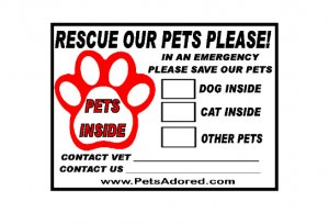 Set of 4 Emergency Pet Window Stickers decals labels