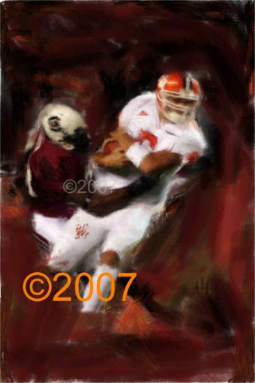 University of Clemson Tigers 4-0 Giclee, Art Print Football Charlie Whitehurst