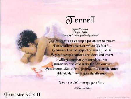 Angel Boy #3 - PERSONALIZED 1 Name Meaning Print - no US s/h fee