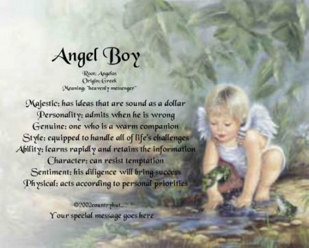 Angel Boy #4 - PERSONALIZED 1 Name Meaning Print - no US s/h fee