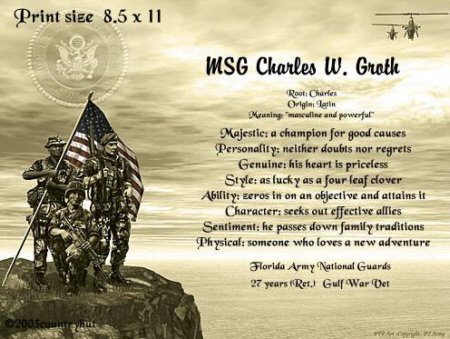 Army #1- PERSONALIZED 1 Name Meaning Print - no US s/h fee