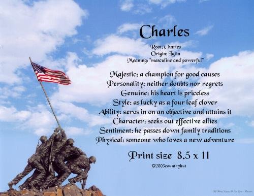 Marines #1- PERSONALIZED 1 Name Meaning Print - no US s/h fee