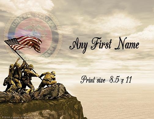 Marines #3- PERSONALIZED 1 Name Meaning Print - no US s/h fee
