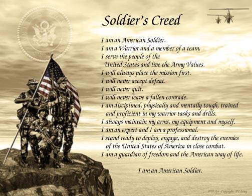 Army #1- SOLDIER'S CREED poem print - no US s/h fee