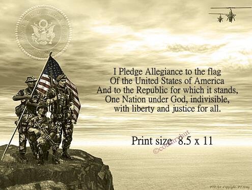 Army #1- I PLEDGE ALLEGIANCE - no US s/h fee