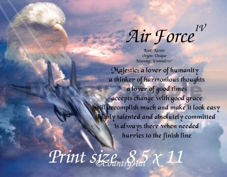 AIR FORCE #4- PERSONALIZED 1 Name Meaning Print - no US s/h fee
