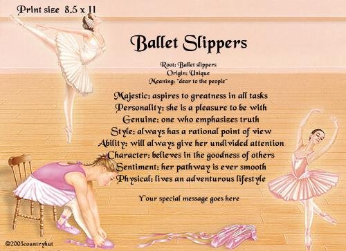 BALLET #3 - PERSONALIZED 1 Name Meaning Print - no US s/h fee