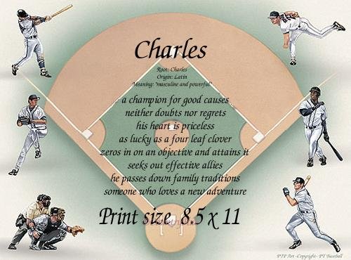 BASEBALL DIAMOND #2 - PERSONALIZED 1 Name Meaning Print - no US s/h fee