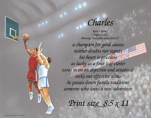 BASKETBALL #3 - PERSONALIZED 1 Name Meaning Print - no US s/h fee