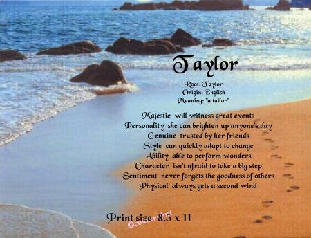 FOOT PRINTS #1- PERSONALIZED 1 Name Meaning Print - no US s/h fee