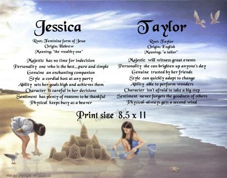 Little GIRLS & SAND CASTLES - PERSONALIZED 1 Name Meaning Print - no US s/h fee
