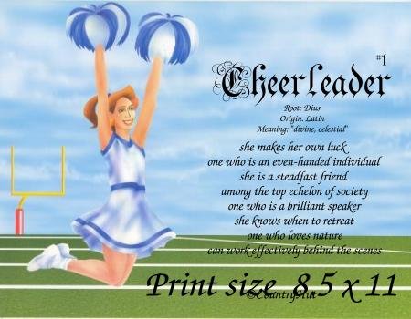 CHEERLEADERS - PERSONALIZED 1 Name Meaning Print - no US s/h fee