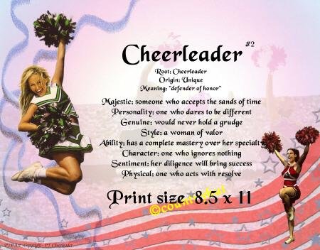 CHEERLEADERS #2 - PERSONALIZED 1 Name Meaning Print - no US s/h fee