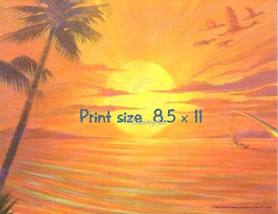 HAWAIIAN SUNSET - PERSONALIZED 1 OR 2 Name Meaning Print - no US s/h fee