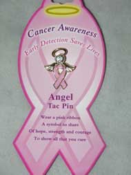 Angel Tac Pin-Pink Ribbon, BREAST CANCER AWARENESS (Set of 2)