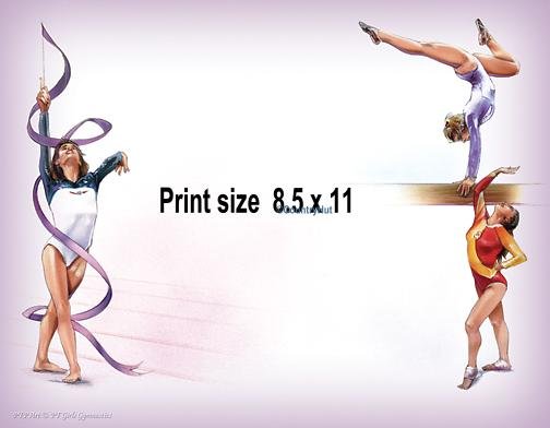 Girls Gymnastics #2 - PERSONALIZED 1 Name Meaning Print - no US s/h fee