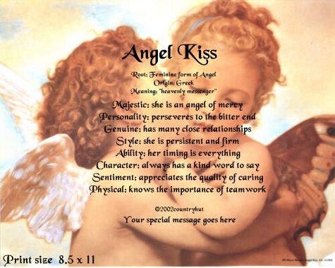 ANGEL KISS #1 - PERSONALIZED 1 OR 2 Name Meaning Print - no US s/h fee