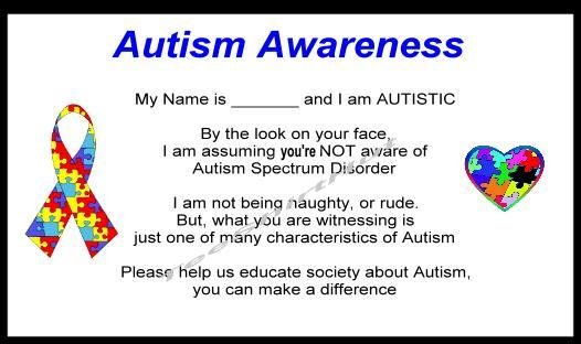 20 Autism ME Awareness Cards, Personalized