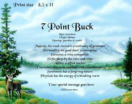 DEER #2, Buck - PERSONALIZED 1 Name Meaning Print - no US s/h fee