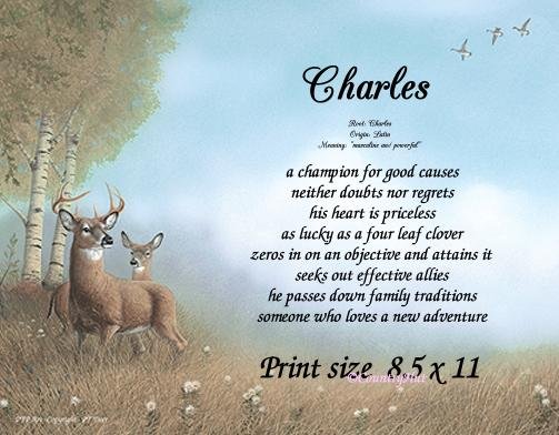 BUCK, DOE, deer - PERSONALIZED 1 Name Meaning Print - no US s/h fee