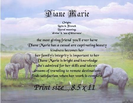 ELEPHANTS, #2, Africa - PERSONALIZED 1 Name Meaning Print - no US s/h fee