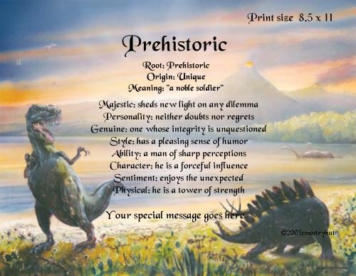 DINOSAURS #3 - PERSONALIZED 1 Name Meaning Print - no US s/h fee