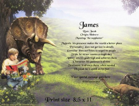 DINOSAURS STORY - PERSONALIZED 1 Name Meaning Print - no US s/h fee