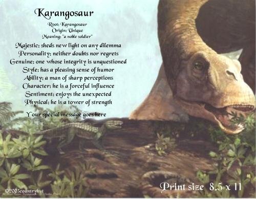 DINOSAURS #4 - PERSONALIZED 1 Name Meaning Print - no US s/h fee