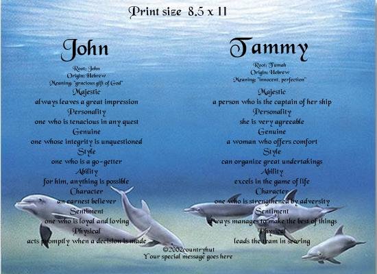 DOLPHINS #4 - PERSONALIZED 1 Name Meaning Print - no US s/h fee
