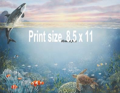 UNDER the SEA, Dophins, Sea Turtle - PERSONALIZED 1 Name Meaning Print - no US s/h fee