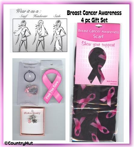 BREAST CANCER awareness 4 pc GIFT SET, Pink Ribbons #2